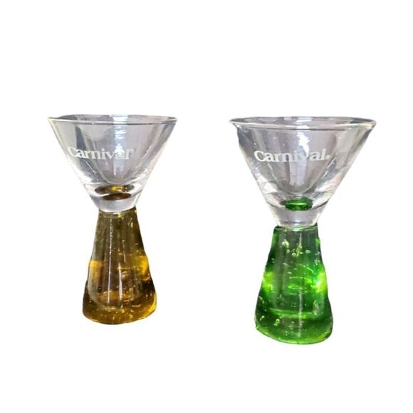 Shot Glasses Pedestal Style Glass Carnival Cruise Line Travel Souvenir - Picture 2 of 9